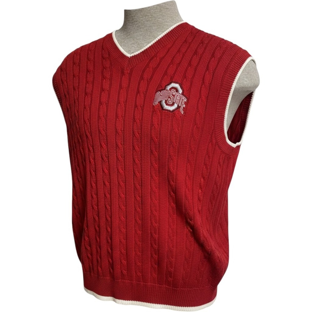 Vintage 90s Joe College Sports Ohio State Buckeyes Red Sweater Vest Men's Large